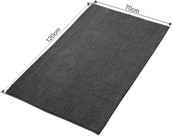 Unyqoos® Luxueuze Antislip Badmat voor Badkamer, Douche en Toilet - Donkergrijs Chenille Design, 70 x 120 cm
