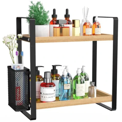 Unyqoos ® Elegante Houten Organizer voor Badkamer, Keuken en Kaptafel met Unieke Zijmand