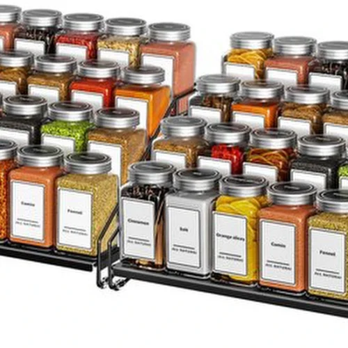 P-87213230210780-20260406101041.webp Unyqoos ® Verstelbaar Kruidenrek voor Keuken met Vier Niveaus en Uitbreidbare Diepte, Set van Twee