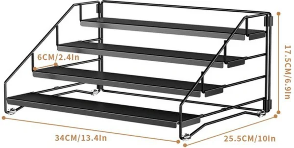 Unyqoos ® Verstelbaar Kruidenrek voor Keuken met Vier Niveaus en Uitbreidbare Diepte, Set van Twee