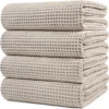 Unyqoos® Extra Grote Microvezel Badhanddoeken Set van 4 met Wafelstructuur en Sneldrogende Eigenschappen