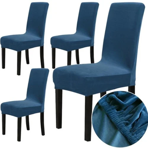 Unyqoos ® Set van Vier Luxe Fluwelen Stoelhoezen voor Diverse Gelegenheden in Koningsblauw