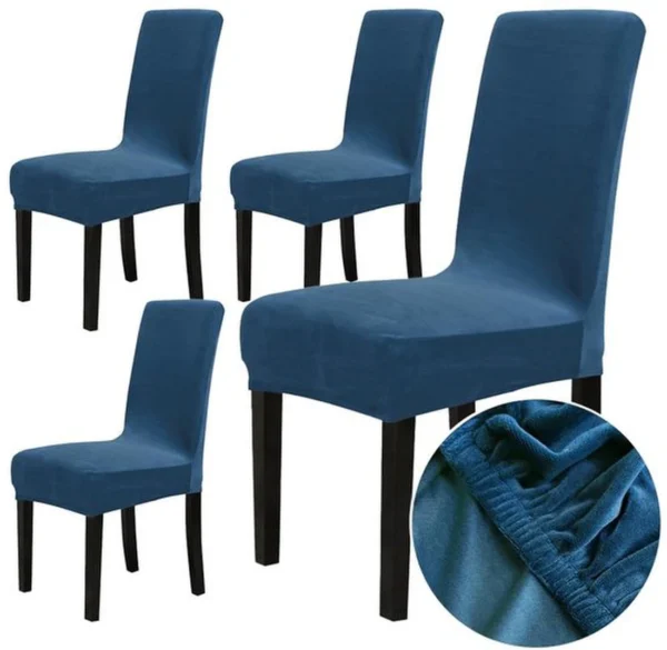 Unyqoos ® Set van Vier Luxe Fluwelen Stoelhoezen voor Diverse Gelegenheden in Koningsblauw