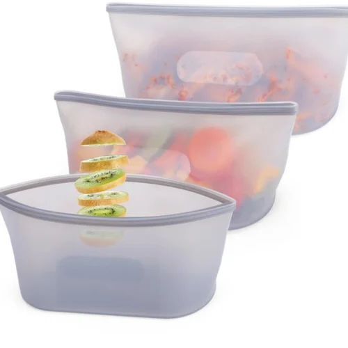 Unyqoos ® Herbruikbare Siliconen Vershoudzakken Set van 3 met Ritssluiting voor Diepvries en Magnetron