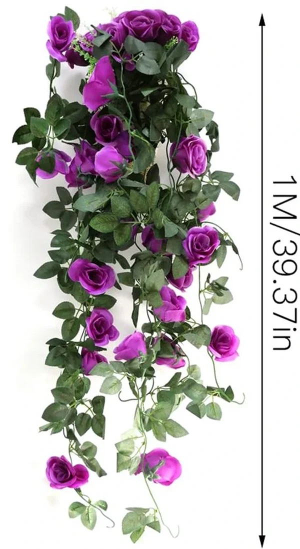 Unyqoos® Hangende Kunstplanten Set – 2x Klimop met Paarse Bloemen – 90 cm – Voor Binnen en Buiten