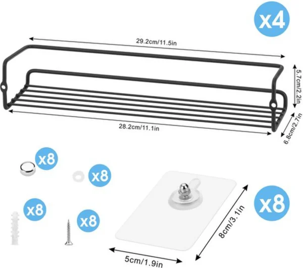 P-87213230232702-20260406101049.webp Unyqoos ® Veelzijdige Keuken Wandrek Organizer, 4-delige Set voor Specerijen en Kruidenopslag
