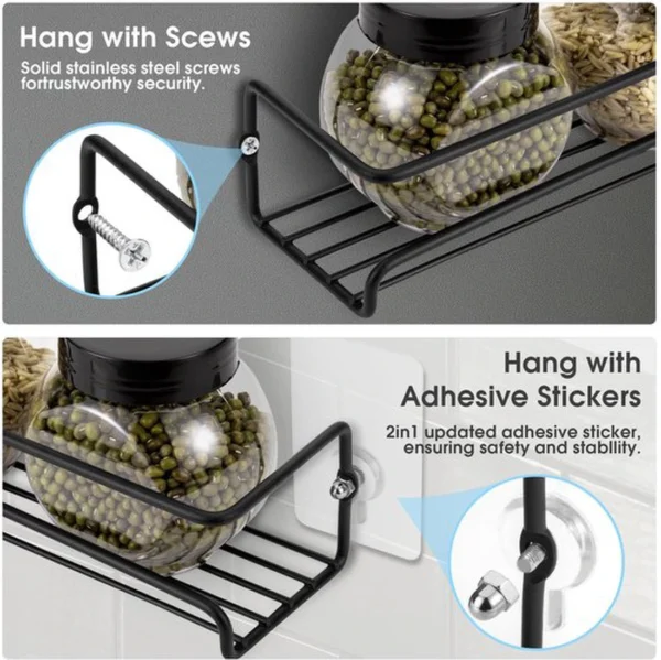 P-87213230232705-20260406101052.webp Unyqoos ® Veelzijdige Keuken Wandrek Organizer, 4-delige Set voor Specerijen en Kruidenopslag