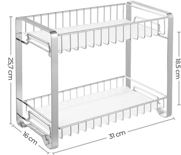 Unyqoos ® Kruiden- en Opbergrek met Twee Niveaus voor Keuken en Badkamer, Antislip, Eenvoudig te Monteren