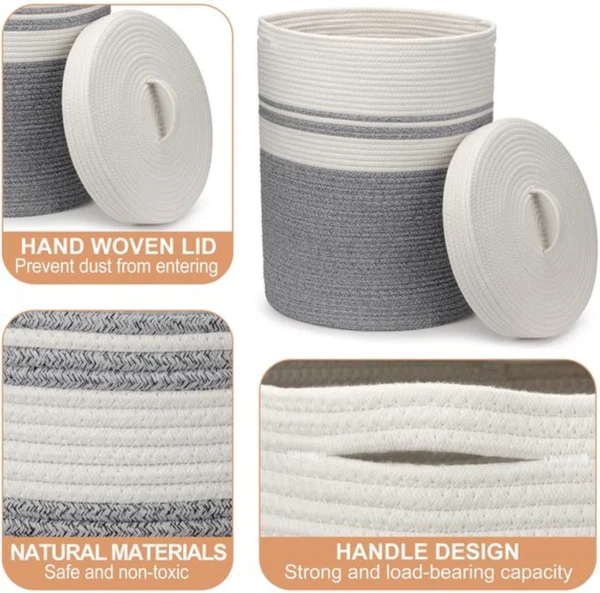Unyqoos® Opvouwbare Grote Wasmand met Deksel en Handvatten voor Veelzijdig Gebruik in Huis