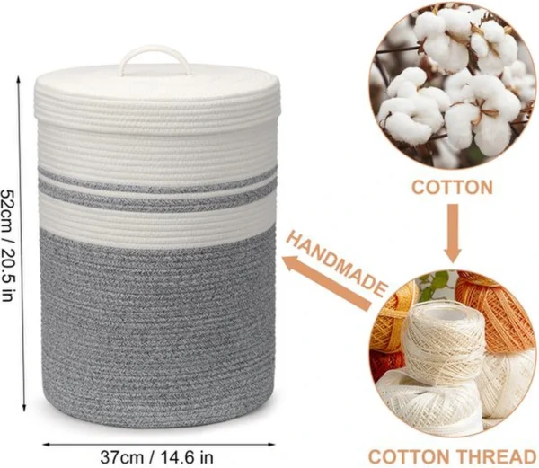 Unyqoos® Opvouwbare Grote Wasmand met Deksel en Handvatten voor Veelzijdig Gebruik in Huis