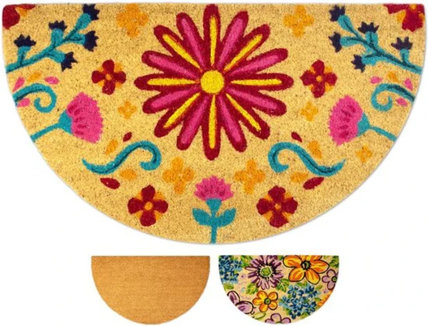 Unyqoos ® Decoratieve Halfronde Kokosvezel Deurmat voor Binnen en Buiten, Antislip en Wasbaar, 40 x 70 cm