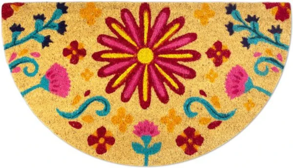 Unyqoos ® Decoratieve Halfronde Kokosvezel Deurmat voor Binnen en Buiten, Antislip en Wasbaar, 40 x 70 cm