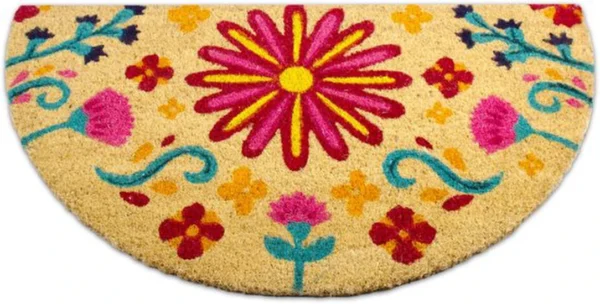 Unyqoos ® Decoratieve Halfronde Kokosvezel Deurmat voor Binnen en Buiten, Antislip en Wasbaar, 40 x 70 cm