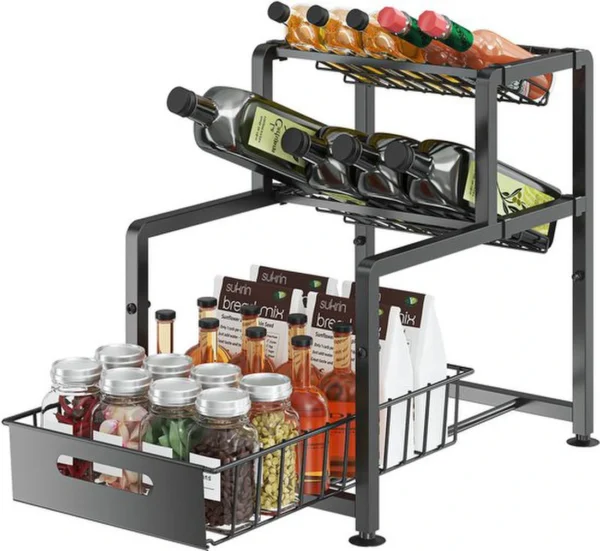 P-87213230245500-20260406094321.webp Unyqoos ® Multifunctionele Metalen Onderkast Organizer voor Keuken en Badkamer met Uittrekbare Laden