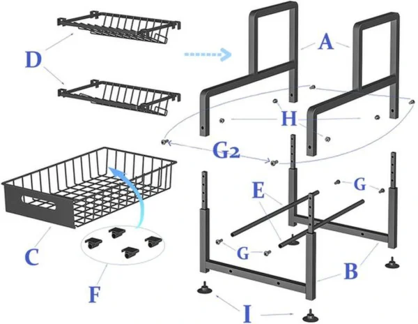 P-87213230245502-20260406094328.webp Unyqoos ® Multifunctionele Metalen Onderkast Organizer voor Keuken en Badkamer met Uittrekbare Laden