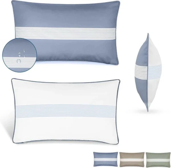 Unyqoos ® Stijlvolle Dubbele Kussenslopen Voor Binnen En Buiten In Trendy Blauw Met Luxe Afwerking