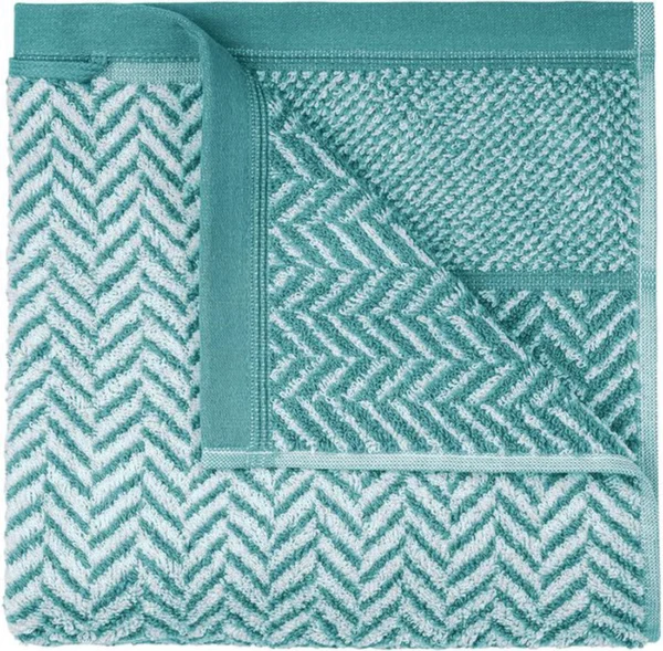 P-87213230260662-20260405182850.webp Unyqoos ® Luxueuze Handdoekenset van 100% Katoen met Elegant Patroon in Oceaangroen en Wit, Set van 3