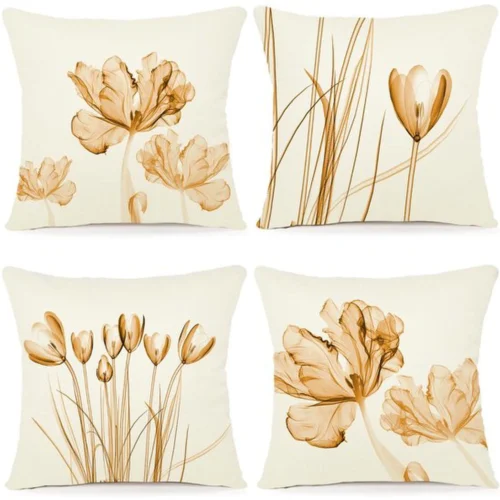 P-87213230260800-20260406110558.webp Unyqoos ® Set van 4 Elegante Bloemen Kussenhoezen voor Binnen en Buiten, 40 x 40 cm, Linnen Design
