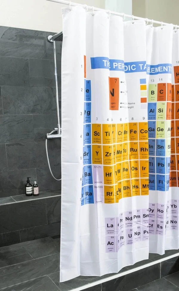 Unyqoos® Stijlvol Waterdicht Douchegordijn met Periodiek Systeem Design voor Badkamer