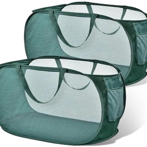 Unyqoos® Handige Opvouwbare Wasmand Set voor Reizen en Dagelijks Gebruik - Groen, 2 Stuks