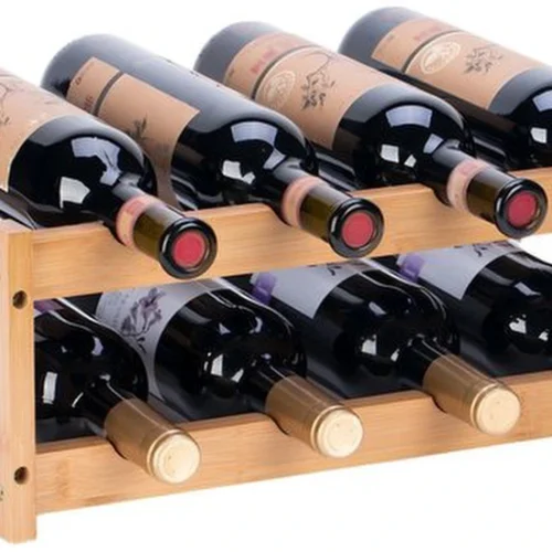 Unyqoos ® Flessenrek voor Stijlvolle Wijnopslag met Natuurlijke Materialen voor Keuken of Bar, Twee Etages voor Acht Flessen