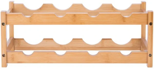 Unyqoos ® Flessenrek voor Stijlvolle Wijnopslag met Natuurlijke Materialen voor Keuken of Bar, Twee Etages voor Acht Flessen