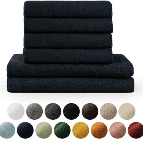 P-87213230272540-20260405183049.webp Unyqoos ® Hoogwaardige 4-delige Handdoekenset van 100% Katoen, Absorberend en Huidvriendelijk, Donkerblauw