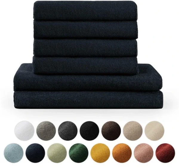 Unyqoos ® Hoogwaardige 4-delige Handdoekenset van 100% Katoen, Absorberend en Huidvriendelijk, Donkerblauw