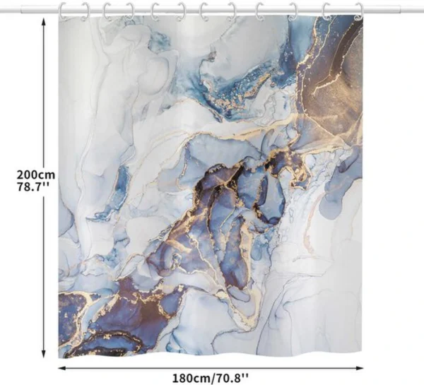 P-87213230274142-20260403084449.webp Unyqoos® Douchescherm met Marmerlook, Waterafstotend en Stijlvol voor Badkamers, Inclusief 12 Haken, 180x200 cm