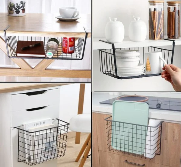 Unyqoos ® Zwarte Metalen Opbergmanden Set van 2 voor Keuken, Badkamer en Kantoororganisatie