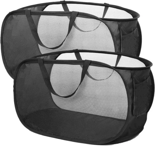 Unyqoos® Handige Opvouwbare Wasmanden Set van Twee voor Reizen, Kamperen en Meer - Zwart