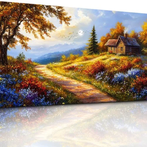 Unyqoos® Esthetische Canvas Wanddecoratie Met Kleurrijke Landweg Voor Diverse Interieurs, 50 x 100 cm