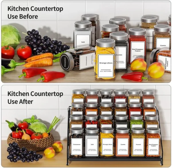 Unyqoos® Kruidenrek Met Vier Niveaus Voor Optimale Keukenorganisatie En Verstelbare Diepte