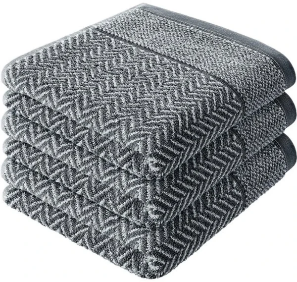 P-87213230287010-20260405183424.webp Unyqoos ® Luxueuze Handdoekenset van Hoogwaardig Katoen met Elegant Patroon in Antraciet en Wit