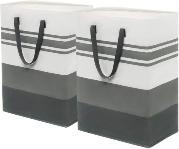 Unyqoos® Opvouwbare Grijze Wasmand Set van 2 met Grote Capaciteit van 75 Liter voor Diverse Gebruiken