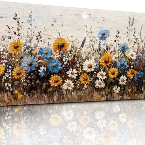 Unyqoos® Verfijnde Canvas Wanddecoratie met Bloemenzee voor Diverse Interieuren - 50 x 100 cm