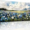 Unyqoos® Verbluffende Grote Canvas Wanddecoratie met Blauwe Bloemenzee voor Elke Kamer