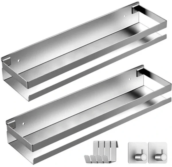 Unyqoos ® Ruime en Roestvrije Doucheplank Set met Multifunctionele Haken voor Badkamerorganisatie