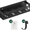 Unyqoos® Kruidenrek Organisator voor Aan de Muur met Afneembare Haken, Zonder Boren, 40 cm, Zwart