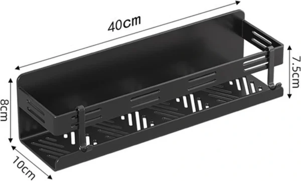 Unyqoos® Kruidenrek Organisator voor Aan de Muur met Afneembare Haken, Zonder Boren, 40 cm, Zwart