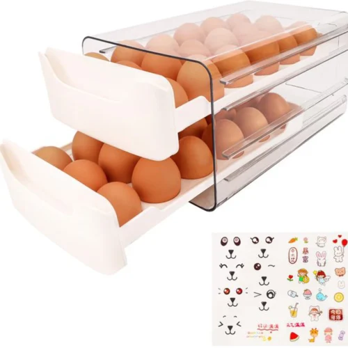 Unyqoos ® Ruime Dubbellaagse Eieropslagdoos met Praktische Ladefunctie voor 36 Eieren