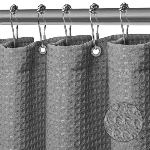 P-87213230318170-20260403084517.webp Unyqoos® Stijlvol Grijs Douchegordijn van Hoogwaardig Polyester met Wafelpatroon en Waterafstotende Eigenschappen