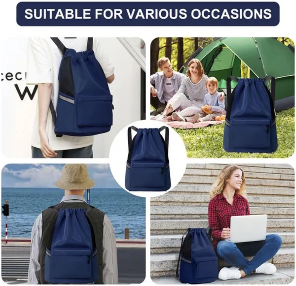 Unyqoos® Veelzijdige Waterdichte Rugzak met Trekkoordsluiting en Reflecterende Strepen voor Sport en Reis