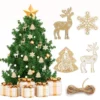 Unyqoos ® Set van 24 Luxe Houten Kerstboomdecoraties in Diverse Vormgeving voor Feestelijke Sfeer