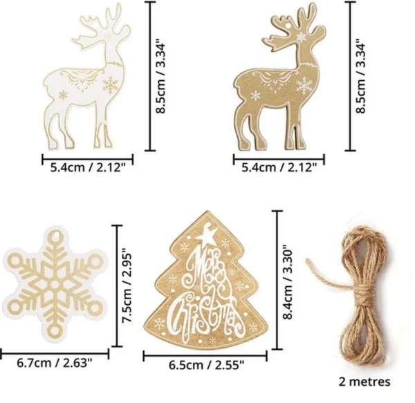 Unyqoos ® Set van 24 Luxe Houten Kerstboomdecoraties in Diverse Vormgeving voor Feestelijke Sfeer