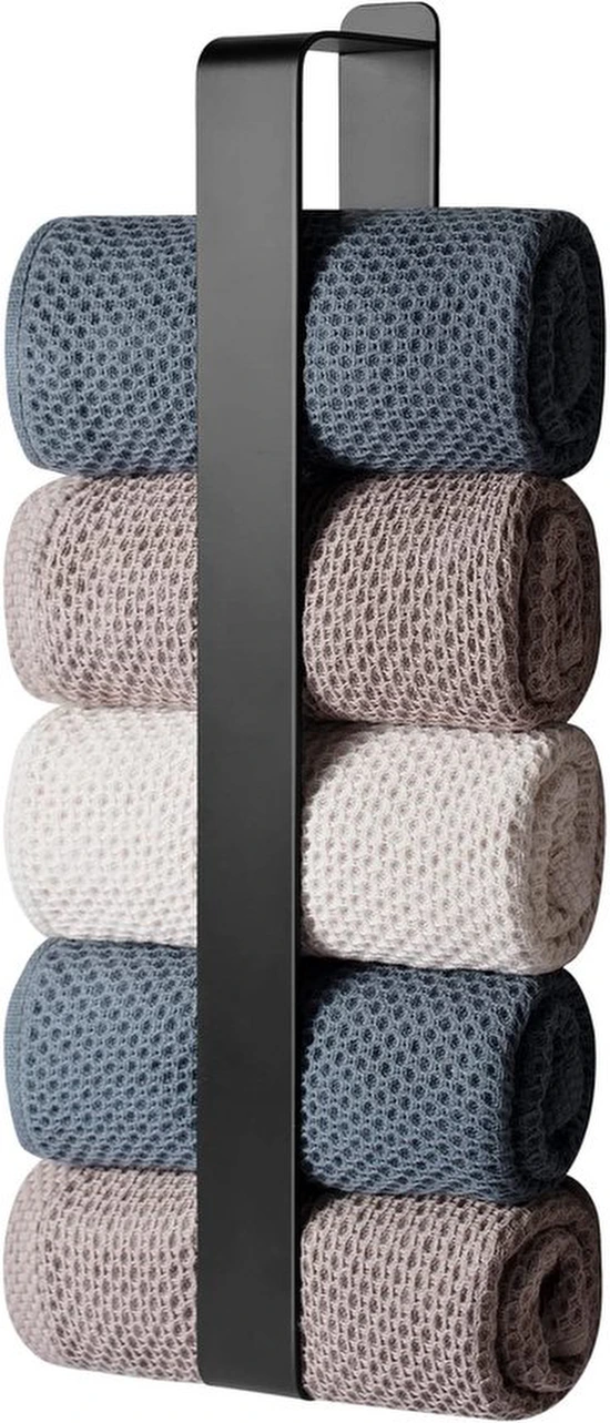 Unyqoos ® Zelfklevende Handdoekhouder voor Badkamer en Keuken, Eenvoudige Installatie, Roestvrij Staal, Zwart, 42 cm