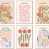 Unyqoos® Bloemenmarkt Esthetische Vintage Posterset van 6 Stuks voor Woon- en Slaapkamerdecoratie