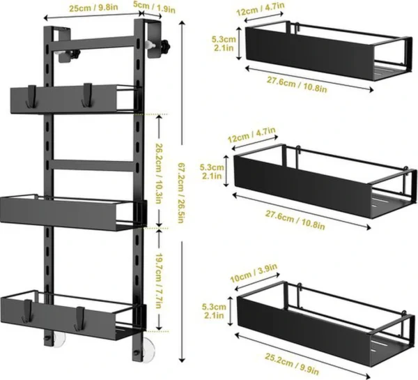 Unyqoos ® Flexibele en Ruimtebesparende Doucheruimte Organizer met Haken - Set van 3