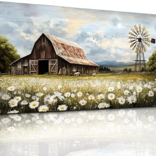 Unyqoos® Verfijnde Bloemenzee Canvas Wanddecoratie voor Elke Kamer - 50 x 100 cm Kunstdruk