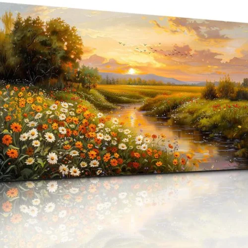 P-87213230326920-20260406123215.webp Unyqoos® Landschapskunst Rivier Canvas Schilderij met Levendige Kleuren en Tijdloze Elegantie voor Interieurdecoratie